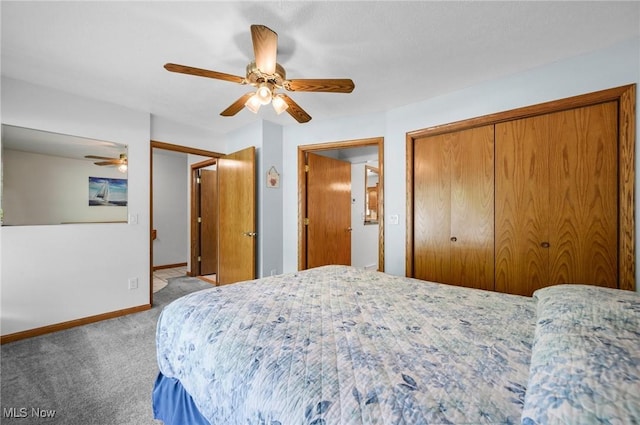 27539 Linwood Cir, North Olmsted, OH 44070 - carpeted bedroom featuring baseboards, a closet, and ceiling fan