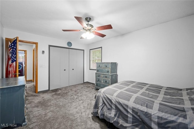 27539 Linwood Cir, North Olmsted, OH 44070 - bedroom with carpet, a closet, and a ceiling fan