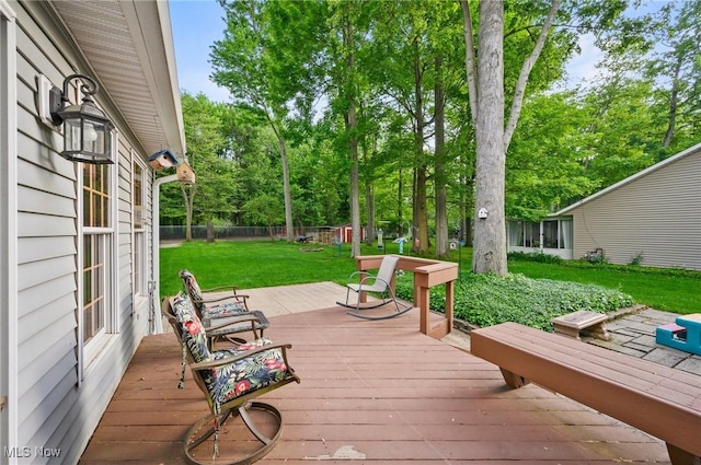 27539 Linwood Cir, North Olmsted, OH 44070 - wooden terrace with view of scattered trees