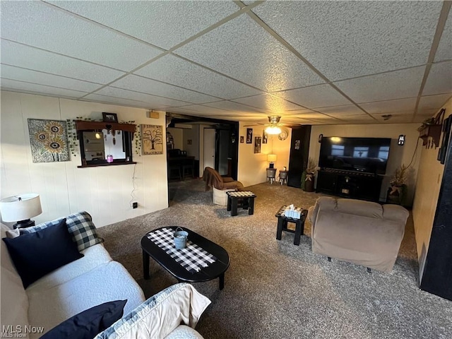 20022 County Road 6, Coshocton, OH 43812 - carpeted living area featuring a drop ceiling