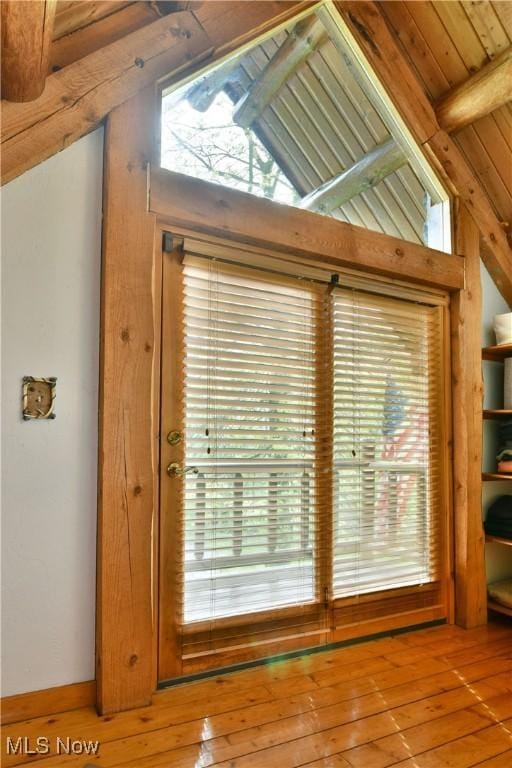 18102 Owen Rd, Middlefield, OH 44062 - detailed view of beamed ceiling and wood finished floors