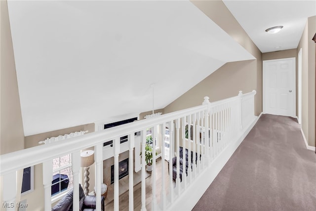 1487 Barrymore Ln, Wadsworth, OH 44281 - hall with vaulted ceiling, carpet flooring, and baseboards