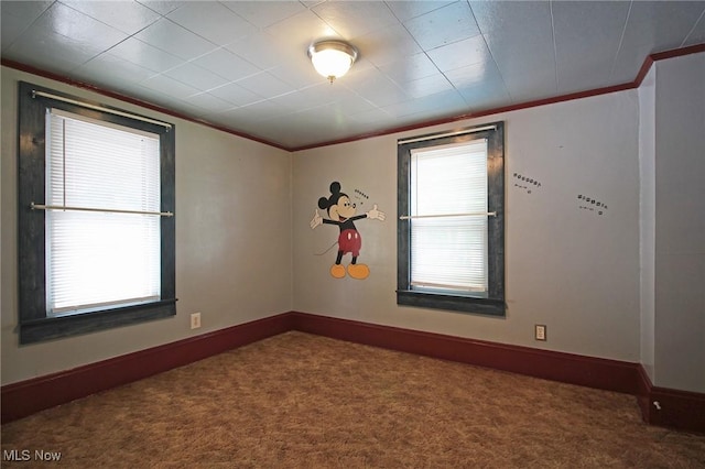 645 N Way St, Barberton, OH 44203 - spare room featuring crown molding, carpet floors, and baseboards