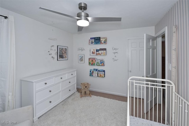 17917 Scottsdale Blvd, Shaker Heights, OH 44122 - bedroom featuring light colored carpet, a ceiling fan, and baseboards