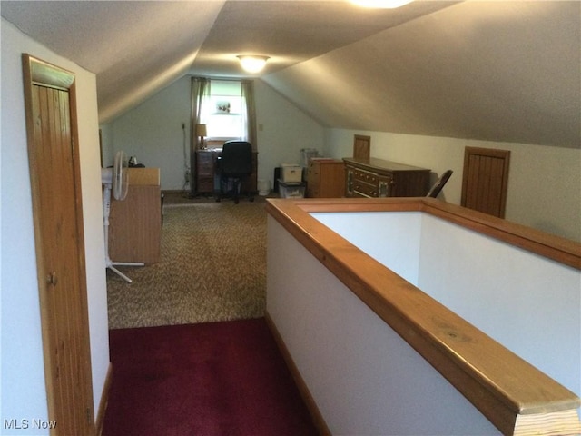 1009 Township Rd Unit 2156, Ashland, OH 44805 - hallway featuring carpet floors and vaulted ceiling