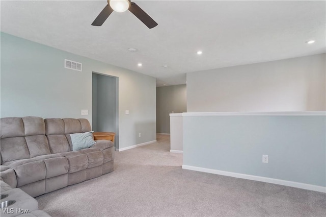 2562 Gianni Way, Richfield, OH 44286 - living area with a ceiling fan, recessed lighting, light carpet, and baseboards
