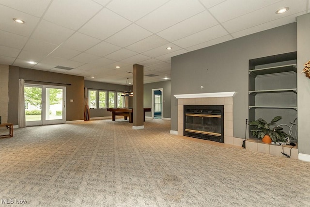 83 Haskell Dr, Bratenahl, OH 44108 - unfurnished living room with carpet flooring, baseboards, pool table, and recessed lighting