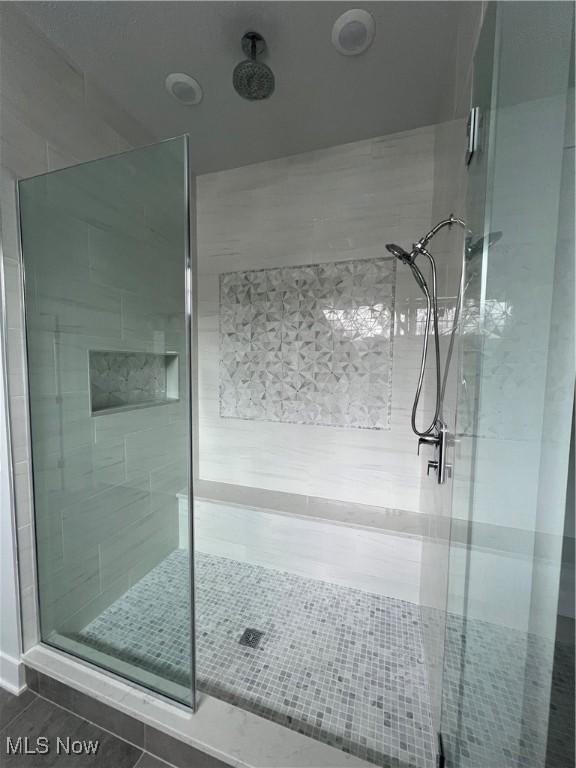 275 Glengarry Dr, Aurora, OH 44202 - full bathroom featuring a stall shower and tile patterned floors