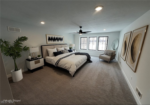 275 Glengarry Dr, Aurora, OH 44202 - bedroom featuring carpet flooring, recessed lighting, baseboards, and a ceiling fan
