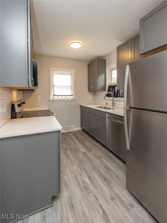 5963 Porter Rd, North Olmsted, OH 44070 - kitchen with stainless steel appliances, gray cabinets, and plenty of natural light