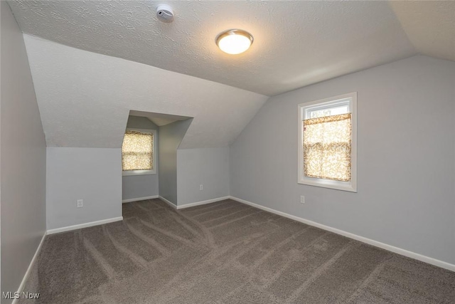 5963 Porter Rd, North Olmsted, OH 44070 - bonus room featuring vaulted ceiling, carpet, baseboards, and a textured ceiling