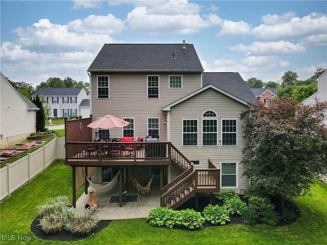 218 Treetop Spur, Copley, OH 44321 - back of house featuring a patio area, a deck, stairs, and a shingled roof