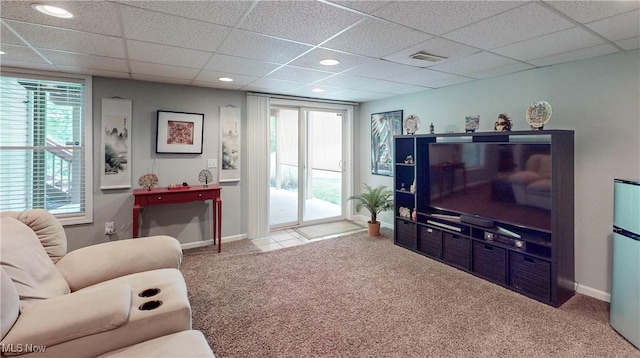 218 Treetop Spur, Copley, OH 44321 - living area featuring carpet flooring, baseboards, and a drop ceiling