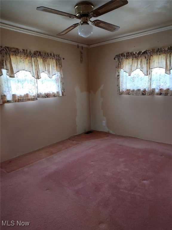 50364 Carroll Rd, East Liverpool, OH 43920 - unfurnished room featuring crown molding, carpet, and a ceiling fan