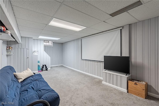 4206 Bushnell Rd, University Heights, OH 44118 - carpeted cinema featuring a paneled ceiling and baseboards