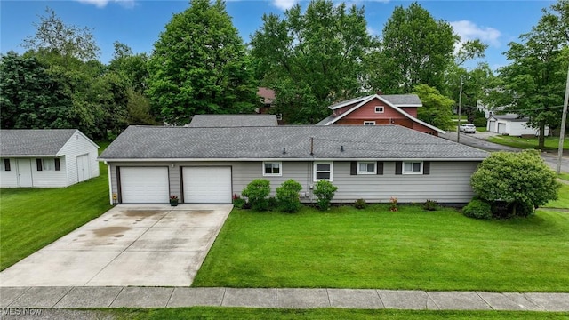 123 Wabash Ave, Orrville, OH 44667 - view of front of property with a garage, driveway, a front yard, and roof with shingles