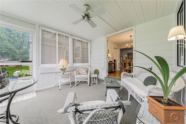 20110 Carolyn Ave, Rocky River, OH 44116 - sunroom / solarium featuring ceiling fan and a chandelier