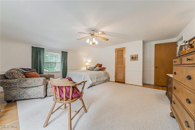20110 Carolyn Ave, Rocky River, OH 44116 - bedroom featuring light wood-style flooring, a ceiling fan, and a closet