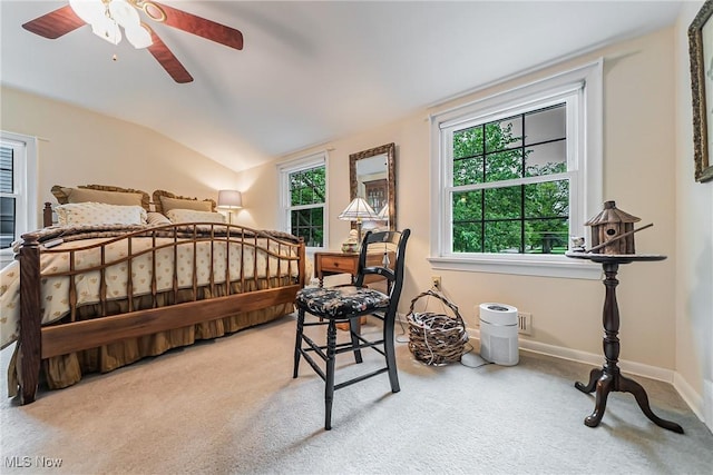 20110 Carolyn Ave, Rocky River, OH 44116 - carpeted bedroom with vaulted ceiling, baseboards, and a ceiling fan
