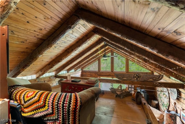 15216 Grove Rd SE, Port Washington, OH 43837 - sitting room with wood ceiling, hardwood / wood-style floors, and vaulted ceiling