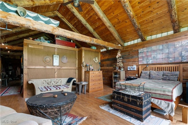 15216 Grove Rd SE, Port Washington, OH 43837 - bedroom with wood walls, wooden ceiling, and wood finished floors