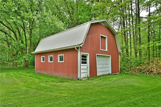3763 E River Rd, Newton Falls, OH 44444 - view of barn with a yard and a wooded view