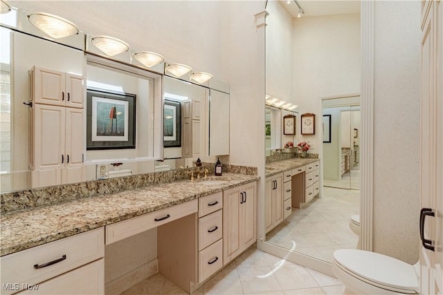 30699 Gates Mills Blvd, Pepper Pike, OH 44124 - full bath with toilet, a high ceiling, tile patterned floors, and vanity