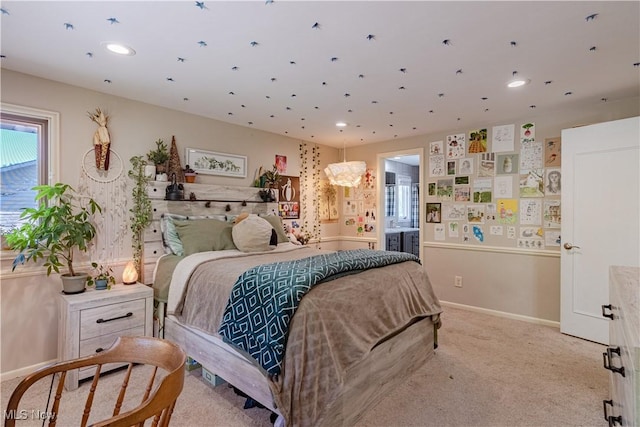 30699 Gates Mills Blvd, Pepper Pike, OH 44124 - bedroom with light colored carpet, ensuite bathroom, recessed lighting, and baseboards