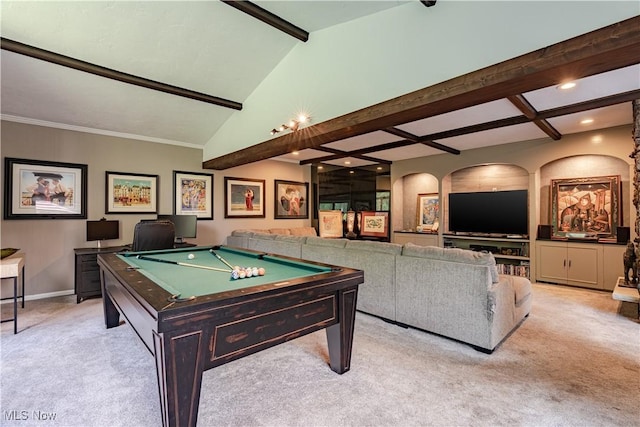 30699 Gates Mills Blvd, Pepper Pike, OH 44124 - game room featuring carpet, pool table, recessed lighting, baseboards, and arched walkways