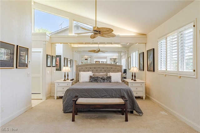 30699 Gates Mills Blvd, Pepper Pike, OH 44124 - bedroom with light carpet, baseboards, and high vaulted ceiling