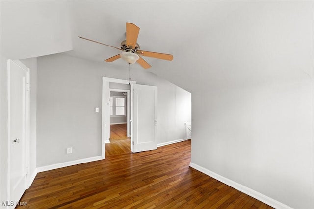 5688 Shawnee Dr, Lyndhurst, OH 44124 - additional living space with wood finished floors, baseboards, ceiling fan, and vaulted ceiling