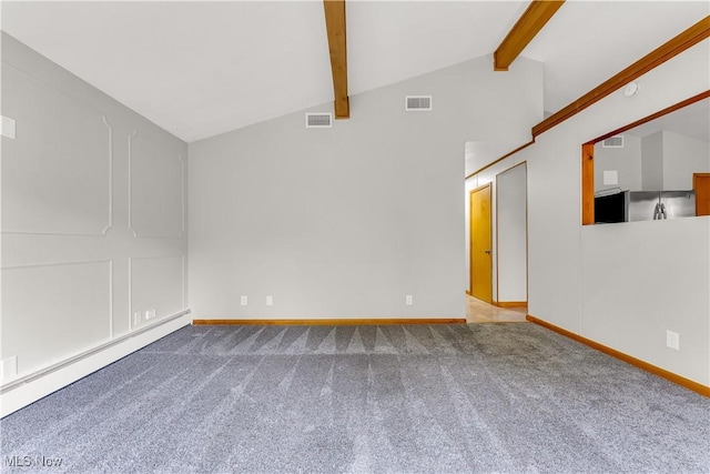 10701 Mountview Ave, Garfield Heights, OH 44125 - unfurnished room featuring a baseboard radiator, carpet, and baseboards