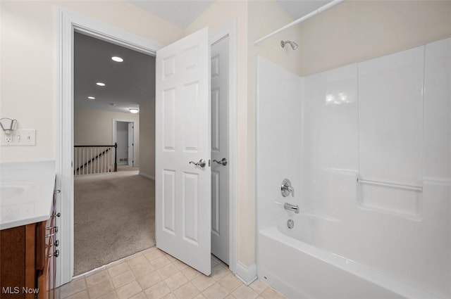 4819 Trails End Ct, Westlake, OH 44145 - full bath with vanity, bathing tub / shower combination, baseboards, and recessed lighting