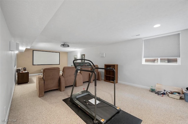 4819 Trails End Ct, Westlake, OH 44145 - home theater room featuring baseboards, light carpet, and recessed lighting