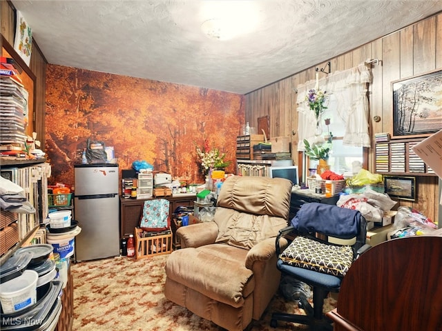 3912 Austinburg Rd, Ashtabula, OH 44004 - sitting room featuring wooden walls and a textured ceiling