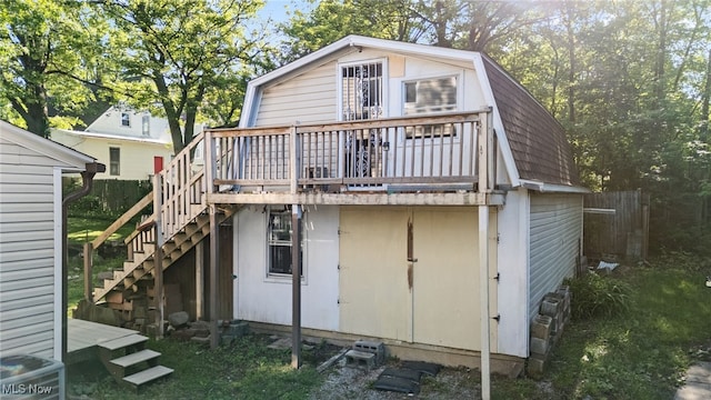 361 Para Ave, Akron, OH 44305 - rear view of property with stairs, a gambrel roof, a deck, and central air condition unit