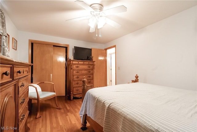 1922 W 38th St, Lorain, OH 44053 - bedroom featuring light wood finished floors, a closet, and a ceiling fan