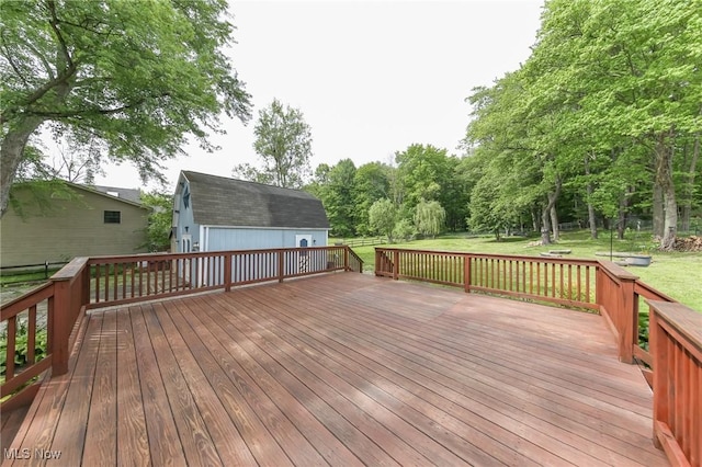 12274 Kile Rd, Chardon, OH 44024 - wooden terrace featuring a yard and an outbuilding