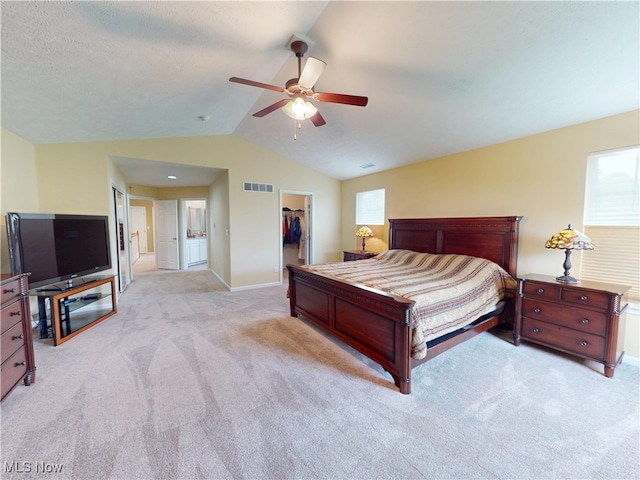4171 Appleridge Ln, Richfield, OH 44286 - bedroom featuring light carpet, lofted ceiling, a spacious closet, baseboards, and ceiling fan