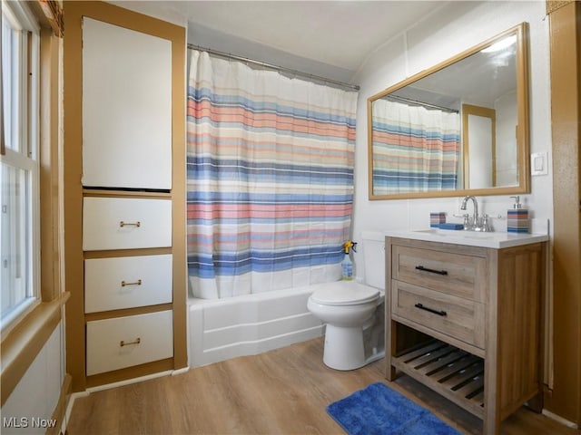 3000 Spitler Rd, Youngstown, OH 44514 - bathroom featuring vanity, toilet, wood finished floors, and shower / bath combo