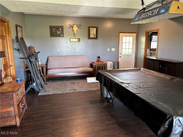 6516 Fee Rd, Rome, OH 44085 - rec room with dark wood-style flooring, pool table, and a textured ceiling