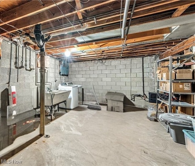 432-434 N Main St, Munroe Falls, OH 44262 - unfinished basement with washer and clothes dryer and electric panel