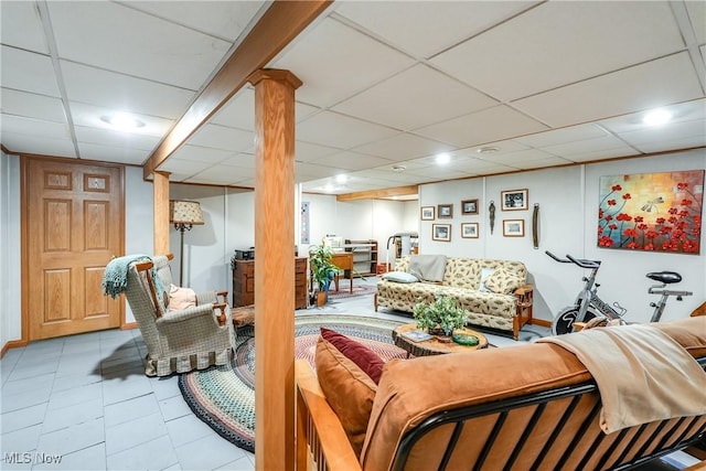 3690 Dornoch Dr, Wooster, OH 44691 - living area featuring a paneled ceiling and tile patterned flooring