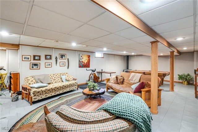 3690 Dornoch Dr, Wooster, OH 44691 - tiled living area with recessed lighting and a paneled ceiling