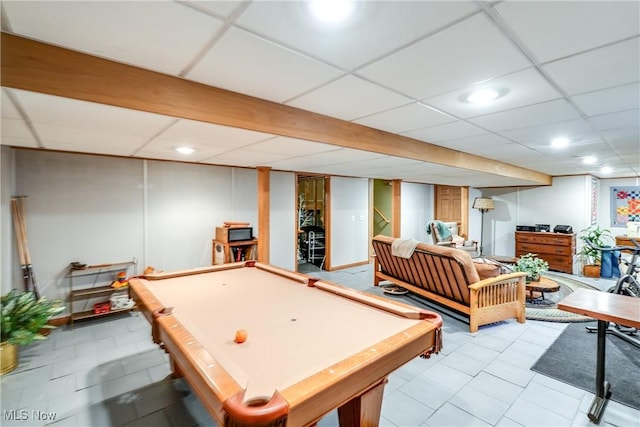 3690 Dornoch Dr, Wooster, OH 44691 - rec room featuring billiards table, tile patterned floors, and recessed lighting