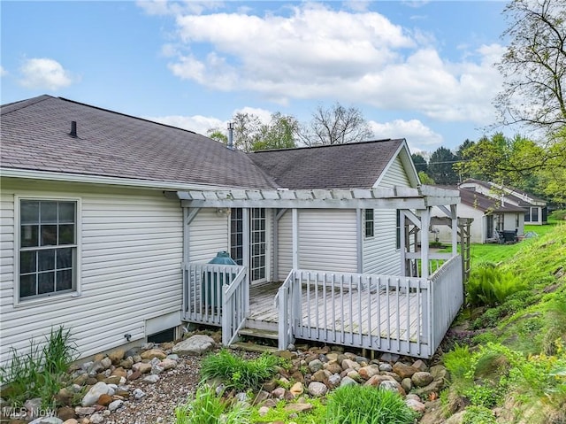 3690 Dornoch Dr, Wooster, OH 44691 - rear view of property with a pergola, a wooden deck, and roof with shingles