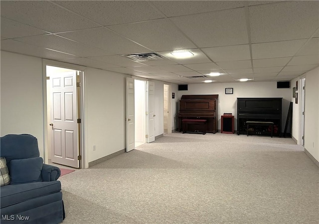 592 Charles Pl, Highland Heights, OH 44143 - carpeted living room with a drop ceiling and baseboards