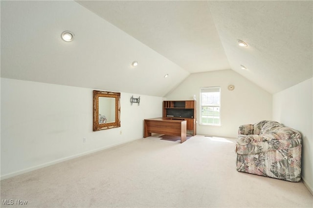 3563 Saint Andrews Ln, Richfield, OH 44286 - sitting room with carpet flooring, lofted ceiling, recessed lighting, and baseboards