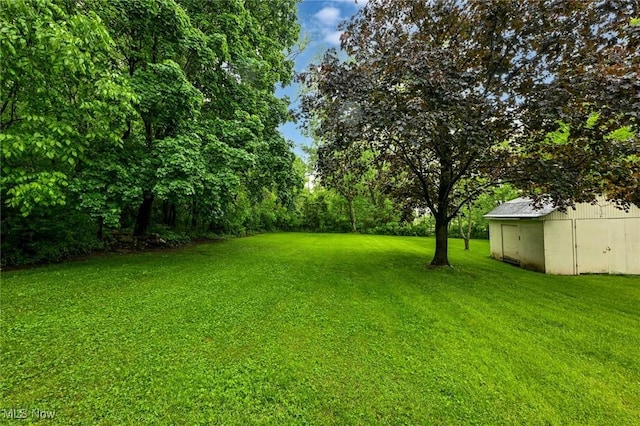 3576 Ellen Dr, Akron, OH 44312 - view of green lawn with an outdoor structure