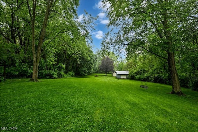 3576 Ellen Dr, Akron, OH 44312 - view of green lawn featuring an outdoor structure